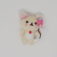 2017 Blushing Korilakkuma with Strawberry Balloon Prize Plush Keychain - Rilakkuma Bunny