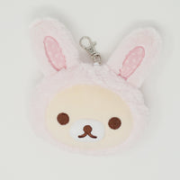 2019 Fuzzy Korilakkuma Plush Pass Case Pouch Keychain - Bunny Rilakkuma