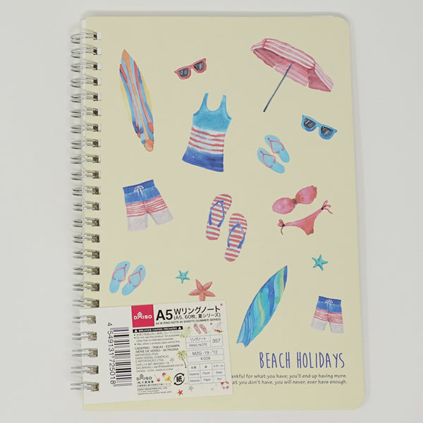Beach Holidays A5 Ruled Notebook  - Daiso