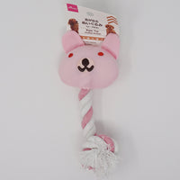 Pink Bunny Pet Toy Animal Rope Plush  - Daiso