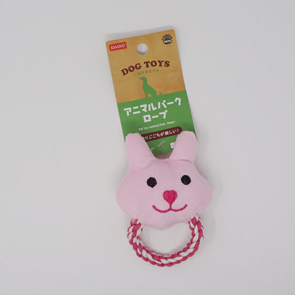 Pink Bunny Loop Animal Rope Pet Toy Plush  - Daiso