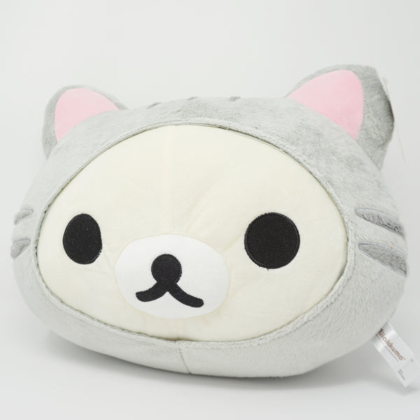 Grey Cat Face Korilakkuma Cushion Plush - Neko Rilakkuma