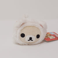 2015 Fuzzy Korilakkuma White Cat Neko Lying Prize Toy Plush Keychain
