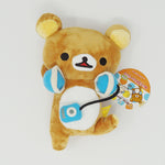 2006 Rilakkuma with Blue Headphones Plush Prize Toy - Rilakkuma Music Plush