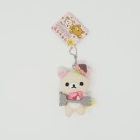 2013 Korilakkuma with Strawberry and Bow Plush Keychain - Rilakkuma Chocolate Fondue