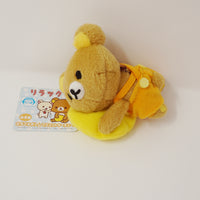 2016 Rilakkuma with Overalls and Yellow Cushion Prize Toy Plush Keychain