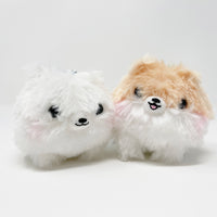 SET DEAL Tan & White Pomeranian Plush Keychains - Amuse