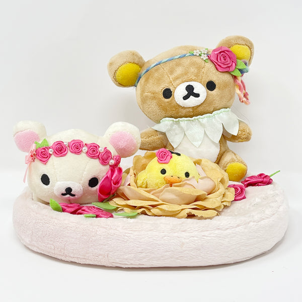 (Fair Condition) 2013 Rilakkuma, Kiiroitori and Rilakkuma Special Rose Plush Set - Rose Rilakkuma Theme Store Limited