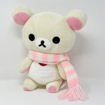 2005 Medium Korilakkuma with Pink Stripe Winter Scarf Plush - Seven Eleven 711 Limited Pink Snow Christmas Rilakkuma - San-X