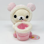 2007 Korilakkuma with Cup Plush Pen Holder - Rilakkuma Pink Snow Winter San-X