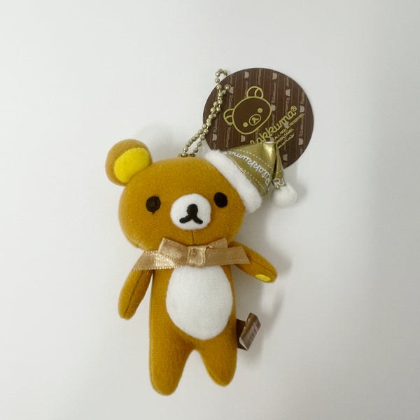 2009 Rilakkuma with Gold Santa Hat Prize Toy Plush Keychain - Luxury Christmas Theme