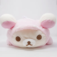 (No Tags) 2021 Pink Dino Korilakkuma XL Lay Down Prize Plush - Rilakkuma Dinosaur Theme - San-X