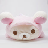 (No Tags) 2021 Pink Dino Korilakkuma XL Lay Down Prize Plush - Rilakkuma Dinosaur Theme - San-X