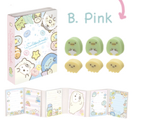 Opening Memo B. Pink with Penguin Erasers - Sumikko Sea
