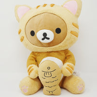 Orange Tiger Cat Rilakkuma with Taiyaki Fish Plush - Neko Rilakkuma San-X