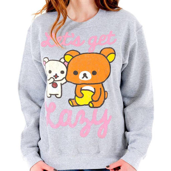 Rilakkuma Grey Sweatshirt - "Let's Get Lazy" San-X